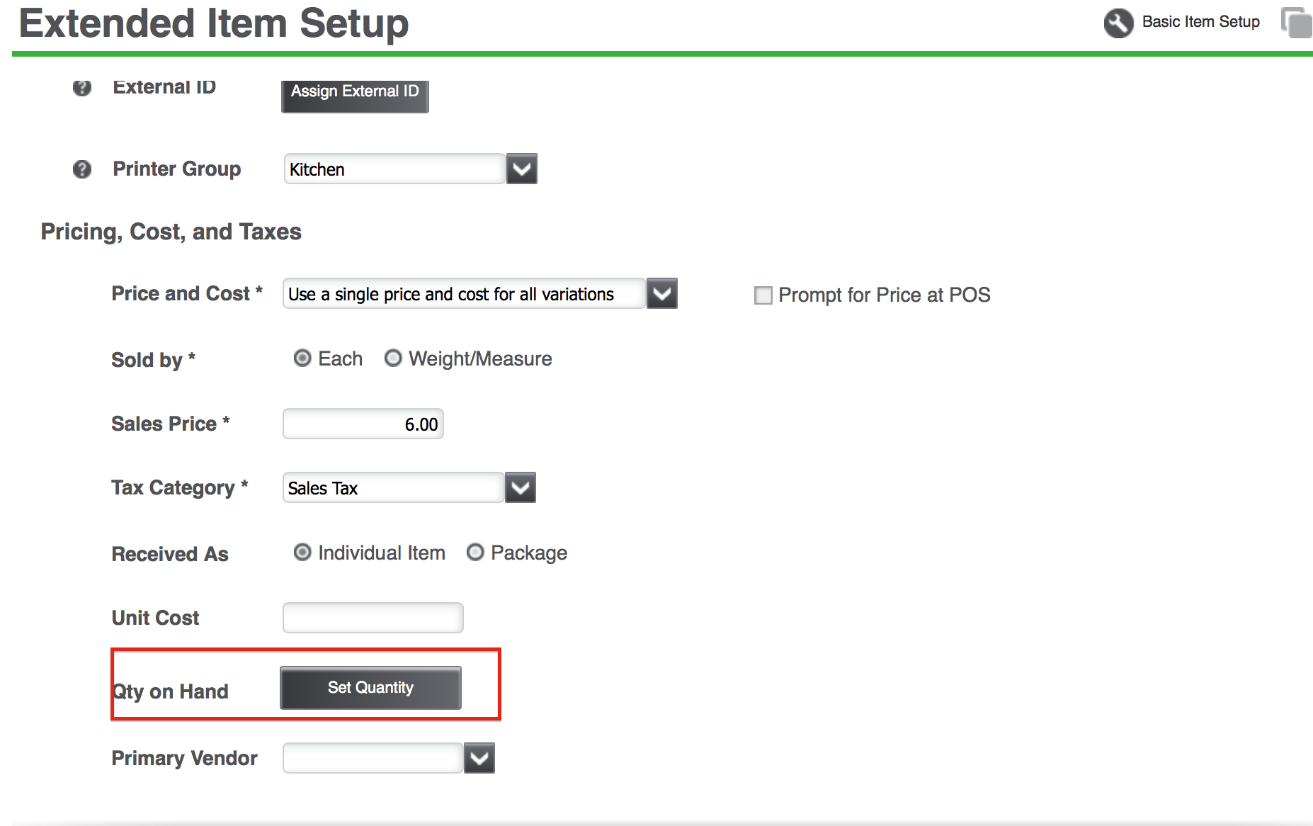 ncr silver inventory set quantity