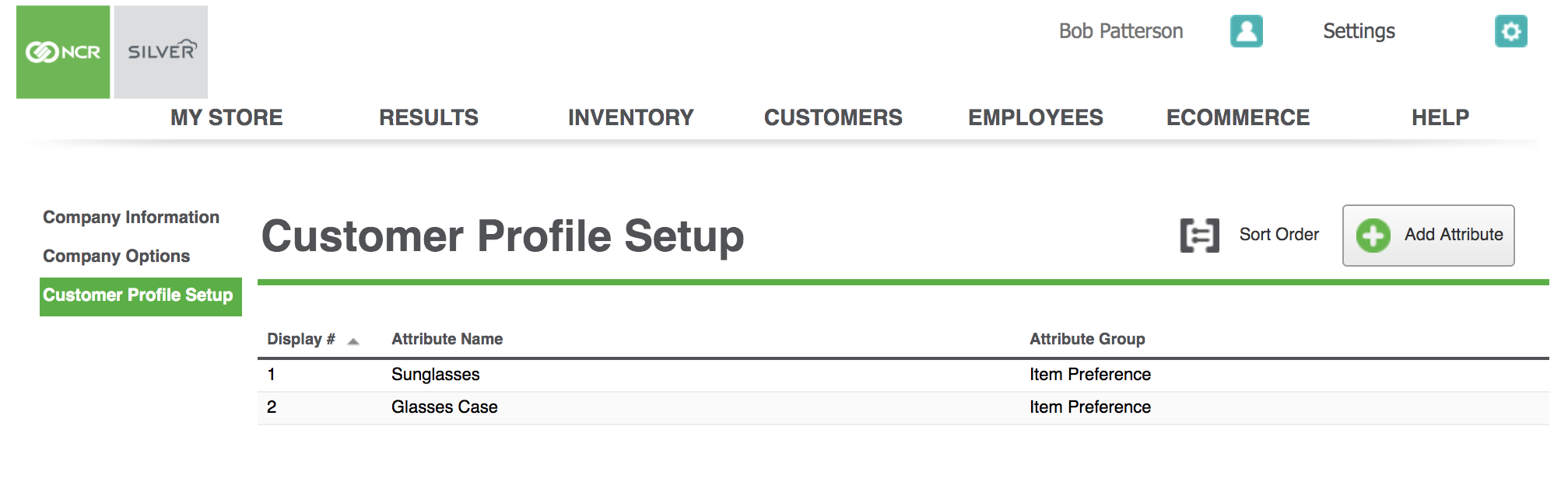 cystomer profile setup ncr silver